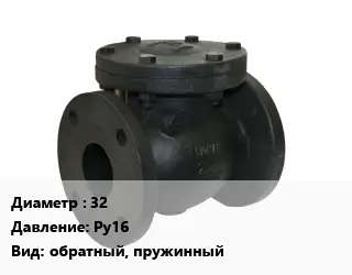 Клапан чугунный 32 Ру16 обратный, пружинный